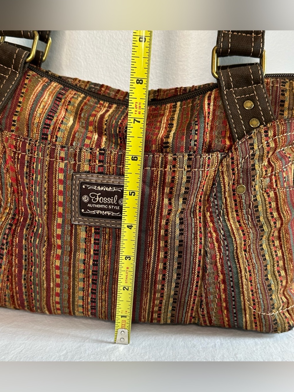 Vintage Fossil Presley Bag Tapestry Color Striped Excellent Y2K Condition - Picture 14 of 14